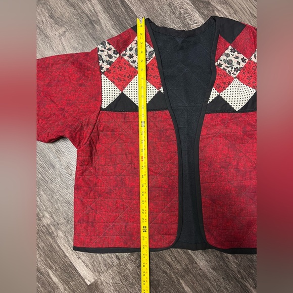 NEW? Handmade QUILTED Jacket XXL Cotton RED White BLACK - Picture 9 of 11
